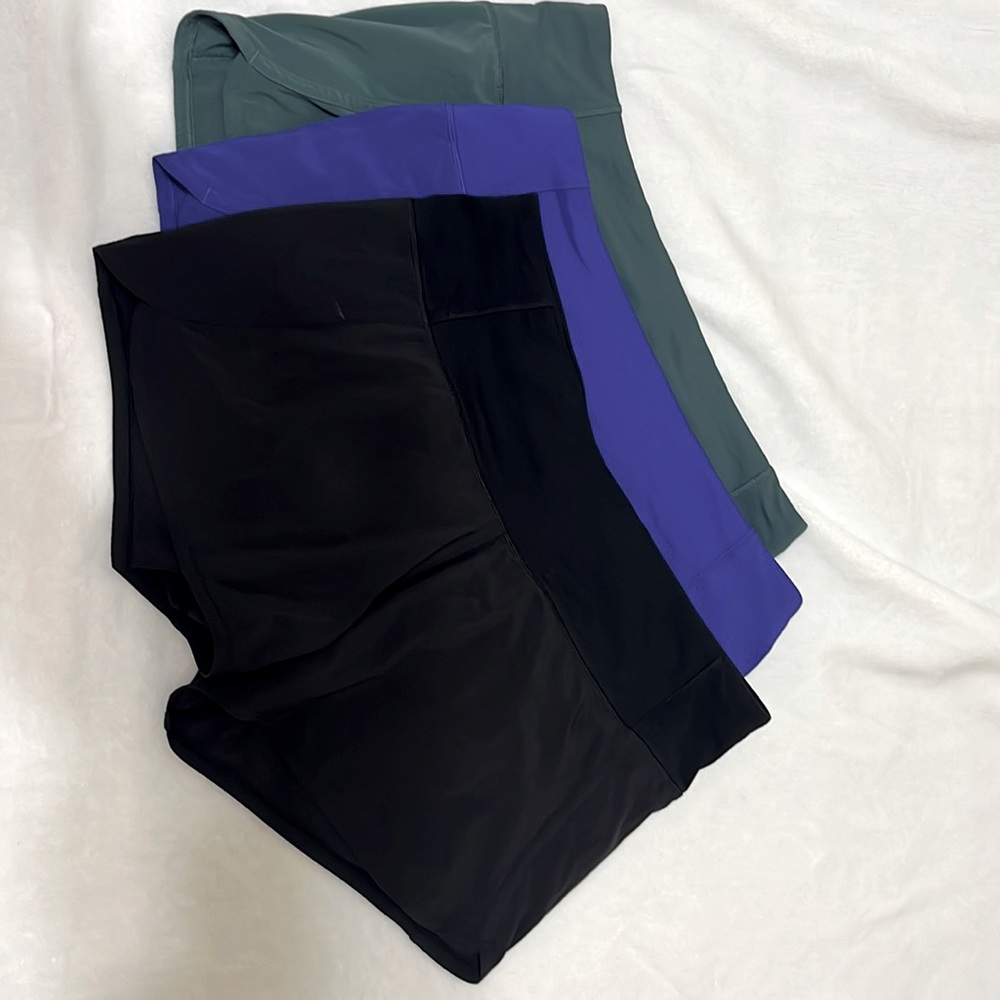 3 pair lululemon 4 “ shorts size 6